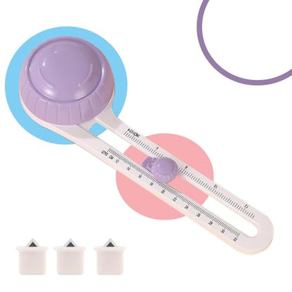 Circle Cutter, Circle Cutters for Crafts, Rotary Paper Cutter with 3 Blades, Trimmer Tool for Scrapbooking Card Making, 4'' to 12.5'' Cutting Diameter (Purple)