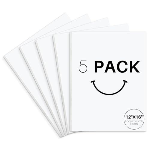 Golden State Art, Acid Free 5 Pack 12x16 White Foam Boards Foam Core Poster Board, 1/8'' Thick Polystyrene Foam Sheet for Projects, Mounting, Crafts, Art and Presentations - color: White, size: 12x16