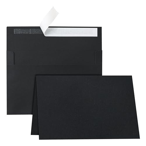 Guakicae Black Blank Greeting Cards and Envelopes 4 x 6 Printable Heavyweight Folded Cardstock and A4 Envelopes Self Seal 20 packs for Invitations, Wedding, Thank You Cards & All Occasion - color: Black, size: 4x6-20pcs