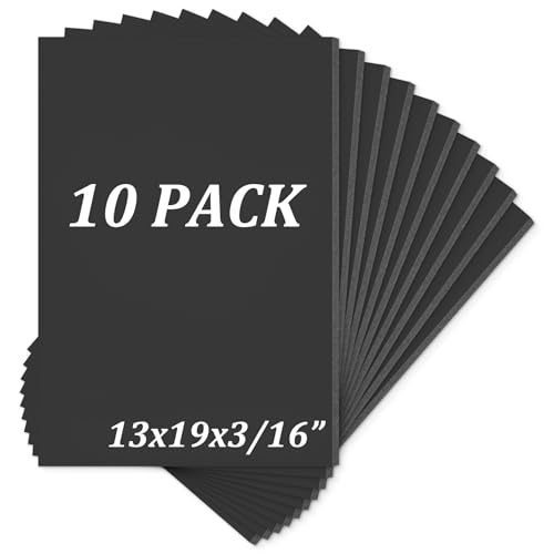 Mat Board Center, Pack of 10 Acid-Free Foam Boards, 13x19 inch Black Foam Boards, 3/16" Thick - color: Black, size: 13x19