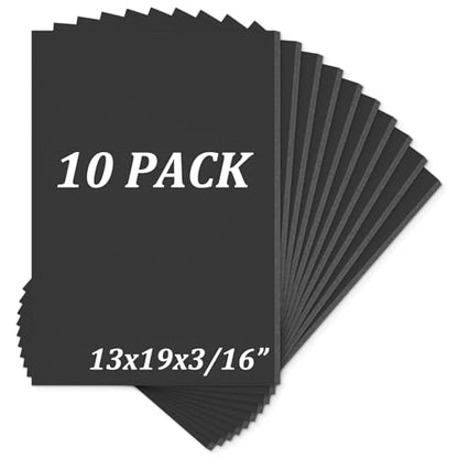 Mat Board Center, Pack of 10 Acid-Free Foam Boards, 13x19 inch Black Foam Boards, 3/16" Thick - color: Black, size: 13x19