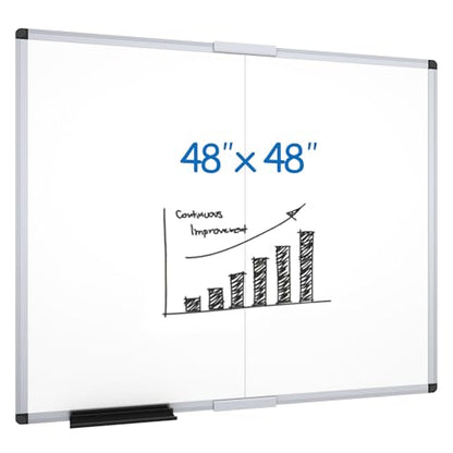 VIZ-PRO Magnetic Foldable Whiteboard, 48 x 48 Inches, Dry Erase Wall Mounted Board for School Office and Home - size: 48"W x 48"H