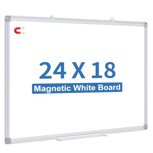 White Board Dry Erase, 24 x 18 inch Magnetic Dry Erase Board Whiteboard for Wall, Aluminum Frame Hanging Whiteboard Marker Board Writing Board for Home Classroom Office - style: 24 x 18 inch