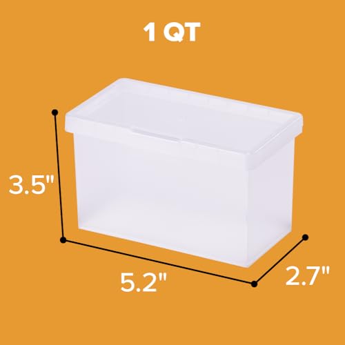 Bostitch Konnect Storage Containers with Lids, Office Organizer, Clear Plastic Box, Stackable for Index Cards, Labels, 1 Qt, 6 Pack - size: 6-Pack