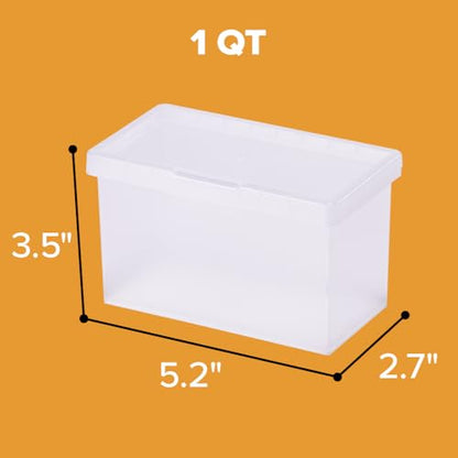 Bostitch Konnect Storage Containers with Lids, Office Organizer, Clear Plastic Box, Stackable for Index Cards, Labels, 1 Qt, 6 Pack - size: 6-Pack