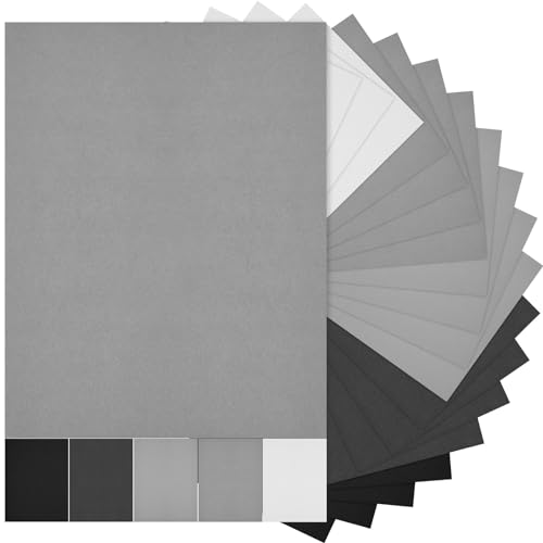Sinmoe 100 Sheets 5 Shades Cardstock Paper 8.5 x 11 Inches 180gsm Solid Core Printer Paper for Scrapbooking DIY Arts Crafts Making Office Home Supplies (Black,White,Gray) - color: Black, White, Gray