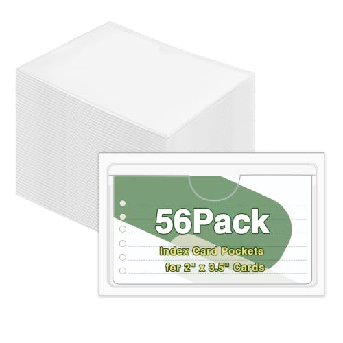 56 Pack 2" x 3.5" Index Card Holder Adhesive Plastic Label Holders Clear Tote Bag Labels Stickers for Organizing Storage Bins Library Card Shelves - size: 56 Pack 2" x 3.5"
