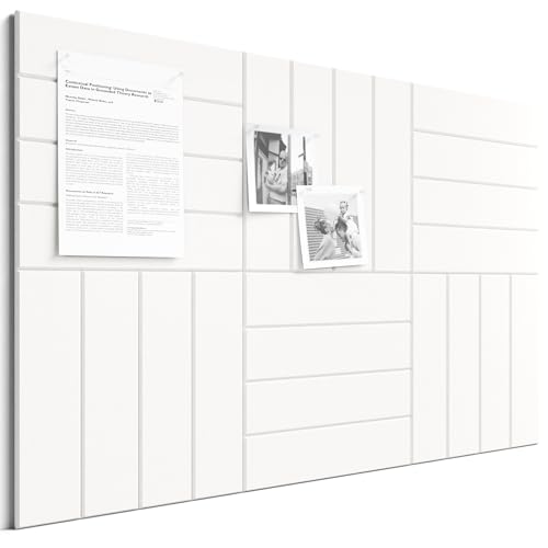 Bumusty Large Cork Board Alternative-36 x 24" Felt Bulletin Board Tiles, with 30 Pushpins, 40 Adhesive Tabs, Bold-Stripe 6-Pack, Cork Boards for Office Push Pin Board Felt Board-Milky White - color: Milky White, size: Bold-stripe 6-pack
