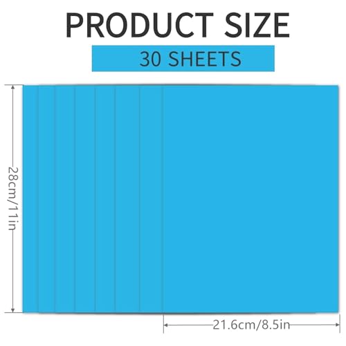 30 Sheets Blue Cardstock 8.5'' x 11'', 250gsm/90lb Heavyweight Cover Cardstock Paper, Thick and Smooth Card Stock Perfect for Invitations, Menus, DIY Cards, Arts and Crafts - color: Blue