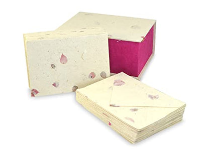 Kathmandu Valley Co. Nepali Cherish Greeting Card & Envelope Deluxe Box Set with Handmade Lokta Paper from Nepal, 25 Cards (Bougainvillea) - color: Bougainvillea, size: 25 Cards