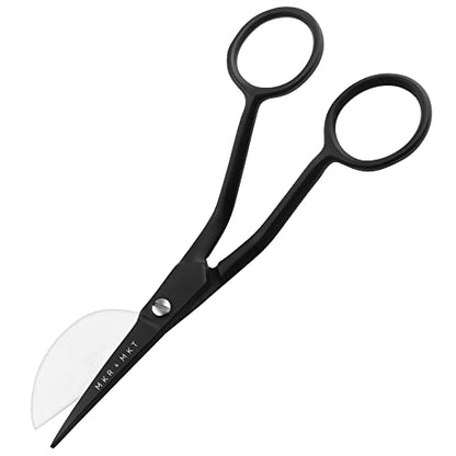 Applique Pelican Duckbill Blade 5.8 Inch - Double Bent Curved Offset Handle Scissors with Pouch Sleeve for Embroidery, Fabric, Thread, Knitting, Sewing, Arts & Craft (Black) - style: Black