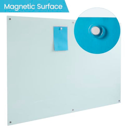 Glass Whiteboard Magnetic Glass Dry Erase WhiteBoard 72"x48", Frosted Surface Glass White Board Wall Mounted for Office School Home - color: 72*48 White Frosted