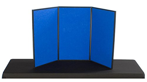 Displays2Go Trifold Tabletop Presentation Board, 54 x 30 Hook & Loop Fabric Display with Dry Erase Panels, Blue & White (3PV5430BLU) - size: 54"