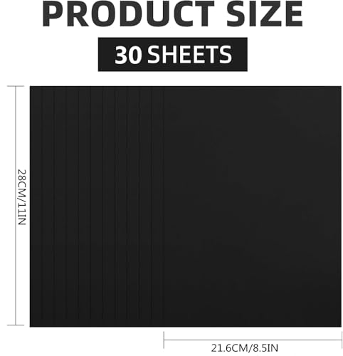 30 Sheets Black Cardstock 8.5'' x 11'', 250gsm/90lb Heavyweight Cover Cardstock Paper, Thick and Smooth Card Stock Perfect for Invitations, Menus, DIY Cards, Arts and Crafts - color: Black