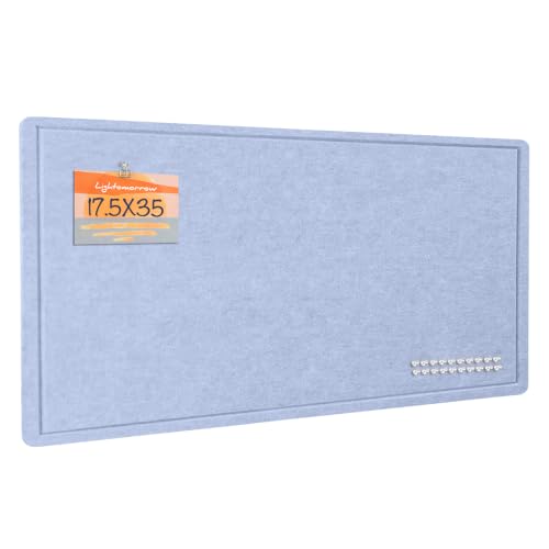 Lightomorrow Bulletin Board, 35 x 17 1/2 inches Felt Board - Decorative Pin Board, Cork Board Alternative for Wall, Foldable Self-Adhesive Vision Board Prayer Board with 20 Pushpins-Lavender Blue - color: Lavender Blue, size: 17.5" x 35"