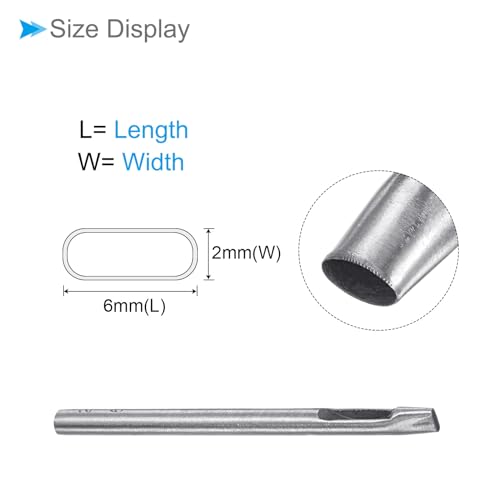 Hollow Punch, 2mm x 6mm Hole, 45# Steel Oval Shaped Gasket Tool - (Applications: for Leather DIY Leathercraft Wallet) - size: 2mm x 6mm