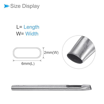 Hollow Punch, 2mm x 6mm Hole, 45# Steel Oval Shaped Gasket Tool - (Applications: for Leather DIY Leathercraft Wallet) - size: 2mm x 6mm
