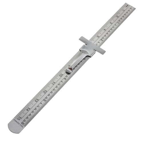 1 Pack Precision Pocket Ruler, Stainless Steel Flexible Ruler Detachable Clips, Metric Imperial Ruler for Engineering/School Office - size: S
