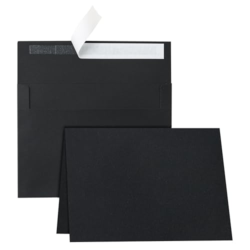 Guakicae Black Thank You Cards and Envelopes 5 x 7 Blank Printable 300GSM Folded Cardstock and A7 Envelopes Self Seal 20 packs for Wedding Invitations, Greeting Cards, Birthday - color: Black, size: 5x7-20pcs
