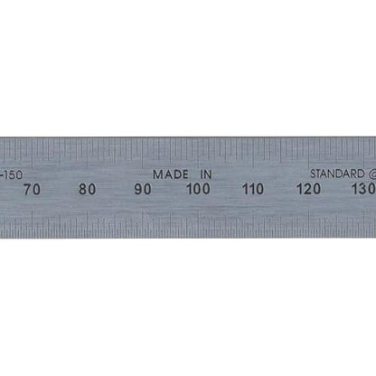 PEC Tools 150mm High Contrast Metal Ruler, Stainless Steel with Black Chrome Finish, Fully Metric Graduation (0.5mm, 1.0mm), Easy to Read Machinist Rule, Made in USA - color: Carbon Steel-Rigid, size: 150mm
