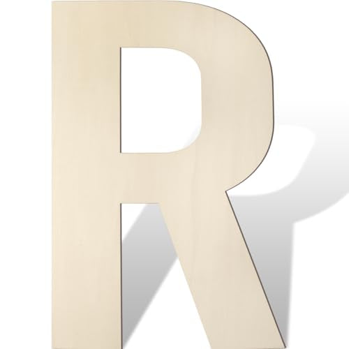 Large Wooden Letters 17 Inch Big Wooden Alphabet Letters for Wall Decor Unfinished Large Wood Letters for Nursery Decor Crafts Blank Wooden Cutout Sign for Party Birthday Wedding Decoration (R) - color: R