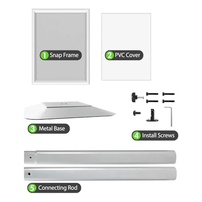 3Packs Heavy Duty Adjustable Pedestal Poster Sign Stand, 11x17 Aluminum Open Floor Standing Sign Holder for Vertical and Horizontal View Display, Silver