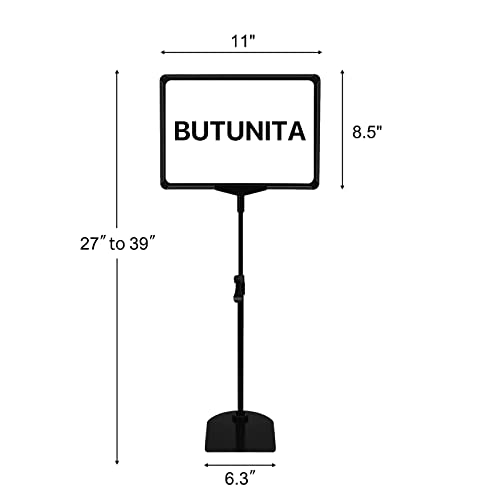 Adjustable Sign Holder - 8.5 x 11 Inch, Table & Floor Stand, Vertical & Horizontal Display, Black (6Pcs) - size: 8.5"x11"-6Pcs