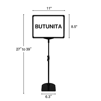 Adjustable Sign Holder - 8.5 x 11 Inch, Table & Floor Stand, Vertical & Horizontal Display, Black (6Pcs) - size: 8.5"x11"-6Pcs