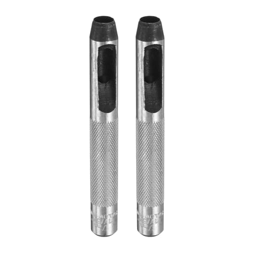 HARFINGTON 2pcs Leather Round Hole Punch, 7mm Hollow Hole Puncher Cutter Carbon Steel Circle Hole Punching Cutting Tool for Belt/DIY Leather Craft - size: 7mm
