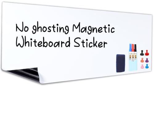 HAMIGAR Magnetic Whiteboard Contact Paper 48" x 94" Dry Erase White Board Sticker for Wall Stick on White Board Peel and Stick Wallpaper Adhesive Poster with Marker, Magnetic Eraser and Magnets - size: 48" x 94"