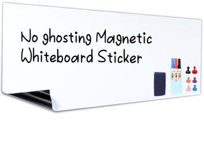 HAMIGAR Magnetic Whiteboard Contact Paper 48" x 94" Dry Erase White Board Sticker for Wall Stick on White Board Peel and Stick Wallpaper Adhesive Poster with Marker, Magnetic Eraser and Magnets - size: 48" x 94"