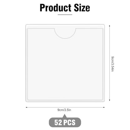 52 Pcs 3.5" x 3.5" Self Adhesive Index Card Pockets Label Pockets with Top Open for Loading - size: 3.5" x 3.5"