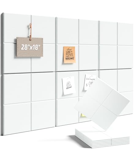 Felt Bulletin Board Tiles -28"x18" Cork Board Alternative for Office Decor, Push Pin Board Wall Organizer 6-Pack -Cold White - color: Cold White, size: 4-Compartment