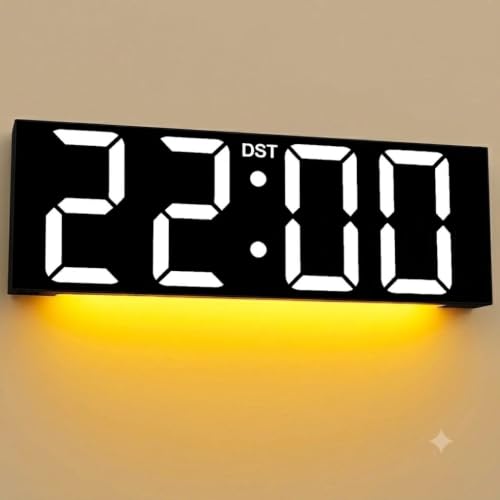 JALL 22" Large Digital Wall Clock, Big LED Display with Night Light, Auto Dimming & DST, Giant Alarm Clock for Seniors, Elderly Parents, Gift for Mom Dad (White) - color: White, size: 22 inches