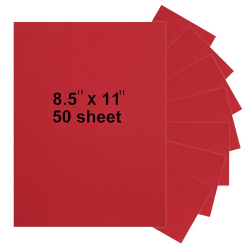 50 Sheets 8.5" x 11" Red Cardstock, Heavyweight Cardstock Sheets Blank Invitation Paper Greeting Cards Printable, 75lb Cover 200 GSM - color: Red