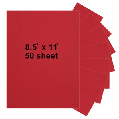 50 Sheets 8.5" x 11" Red Cardstock, Heavyweight Cardstock Sheets Blank Invitation Paper Greeting Cards Printable, 75lb Cover 200 GSM - color: Red