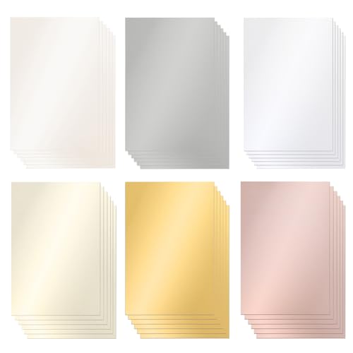 36 Sheets Shimmer Pearlescent Cardstock 8.5" x 11" 230gsm/85lb, 6 Colors | Thick Glitter Metallic Printer Paper, Double-Sided for Invitations, Card Making, DIY Craft, Certificates, Weddings - style: 36pcs Multicolor 8.5x11Inch