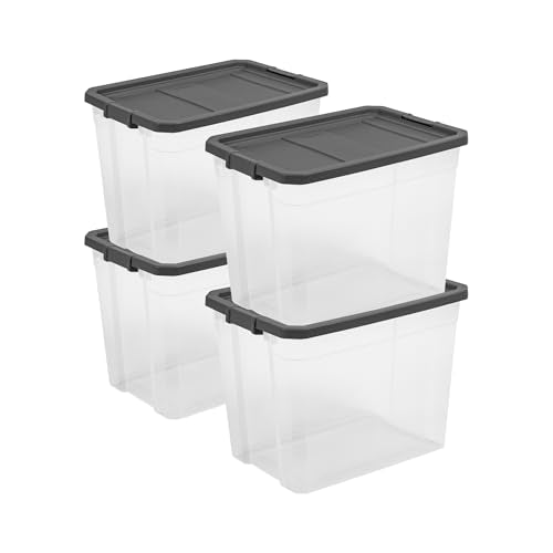 STERILITE 108 QT. Clear Stacker Storage Container Tote with Latching LID 4-Pack 4 X 1 - size: 108 Quart