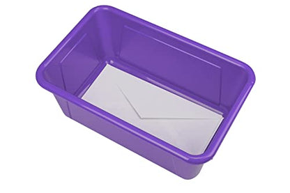 Storex Small Cubby Bins – Plastic Storage Containers for Classroom, 12.2 x 7.8 x 5.1 inches, Purple, 5-Pack (62419U05C) - color: Purple, style: Bin Only
