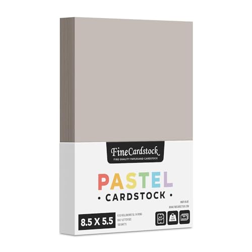 Half Letter Size, 8.5" x 5.5" Pastel Color Cardstock Paper for Arts and Crafts, Scrapbooking, Stationery Printing | Medium Weight 67lb Vellum Bristol (147gsm) Card Stock | 100 Sheets per Pack | Gray - color: Gray