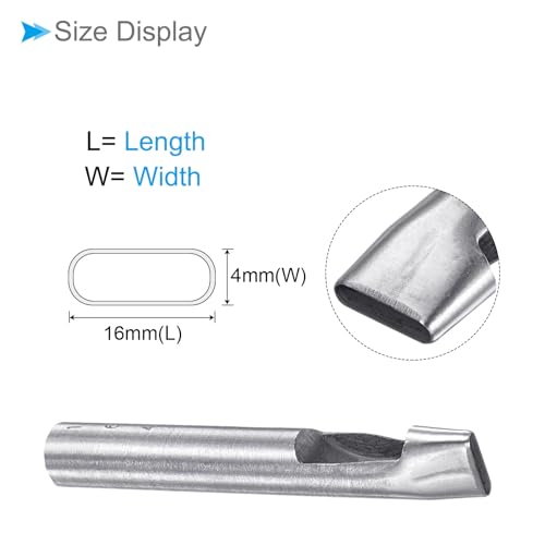 Hollow Punch, 4mm x 16mm Hole, 45# Steel Oval Shaped Gasket Tool - (Applications: for Leather DIY Leathercraft Wallet) - size: 4mm x 16mm