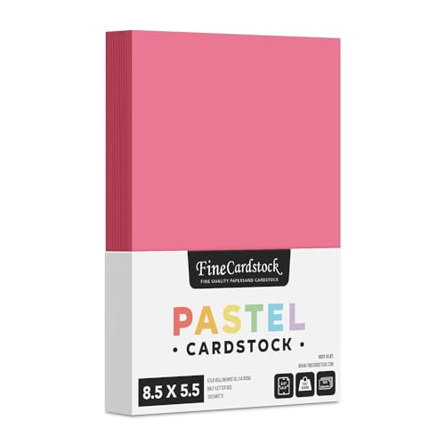 Half Letter Size, 8.5" x 5.5" Pastel Color Cardstock Paper for Arts and Crafts, Scrapbooking, Stationery Printing | Medium Weight 67lb Vellum Bristol (147gsm) Card Stock | 100 Sheets per Pack | Cherry - color: Cherry
