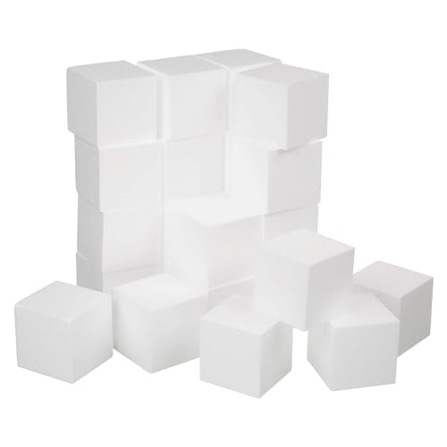 Crafare 2x2x2 Inch Foam Square Blocks 24Pack Mini Square Cubes for Sculpting Polystyrene Cubes for Crafting Modeling Art Projects - size: 2x2x2inch 24pcs