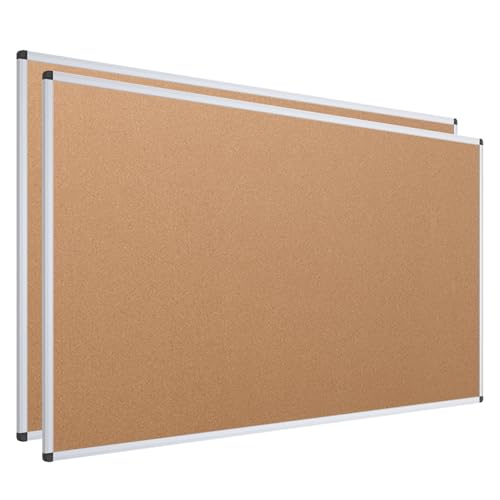 VIZ-PRO Cork Notice Board Bulletin Board, 96 X 48 Inches, Pack of 2, Silver Aluminium Frame - size: 2 Pack 96 X 48 Inches