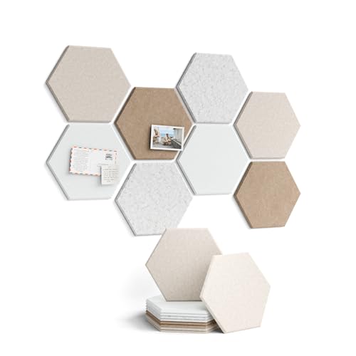Fluxynara Hexagon Cork Board Alternative for Walls Decor-8-Pack Felt Bulletin Board Tiles,with 30 Pushpins,50 Adhesive Tabs for Office,Classrooms & Home Pin Board Felt Board-Stone Beige - color: Stone Beige, size: 8-Pack