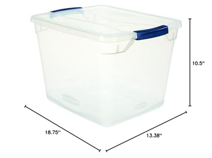 Rubbermaid Clever Store Latching Storage Tote Container, Clear, 30-Qt (FG3Q2500CLMCB)