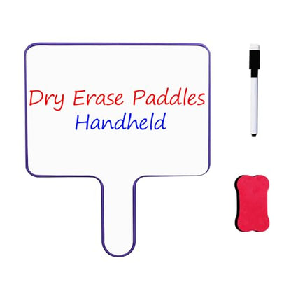 Dry Erase Paddles Handheld with Erasers Portable Double Sided Whiteboard Answer Board Auction Paddles for Students Teachers Classroom Office (Purple) - color: Purple