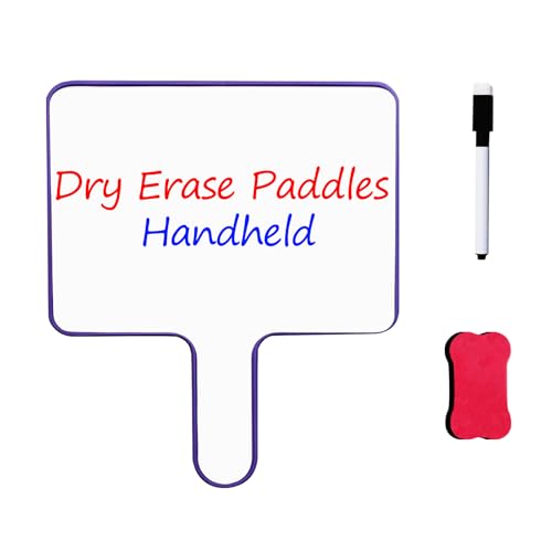 Dry Erase Paddles Handheld with Erasers Portable Double Sided Whiteboard Answer Board Auction Paddles for Students Teachers Classroom Office (Purple) - color: Purple