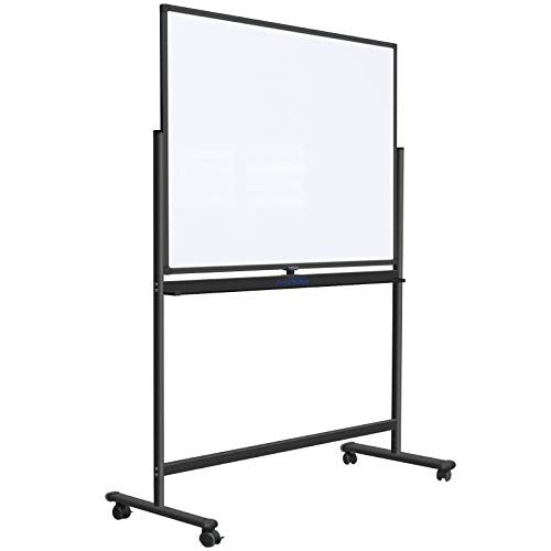 H-Qprobd 48"x36" Mobile Whiteboard Double-Sided Magnetic Dry Erase Board on Wheels - Comercial Rolling White Boards with Sturdy Stand for Home, Office & School - size: 48x36 black