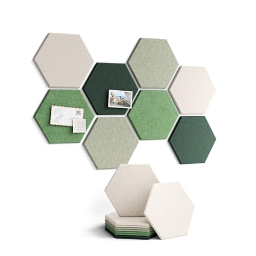 Fluxynara Hexagon Cork Board Alternative for Walls Decor-8-Pack Felt Bulletin Board Tiles,with 30 Pushpins,50 Adhesive Tabs for Office,Classrooms & Home Pin Board Felt Board-Sagewood - color: Sagewood, size: 8-Pack